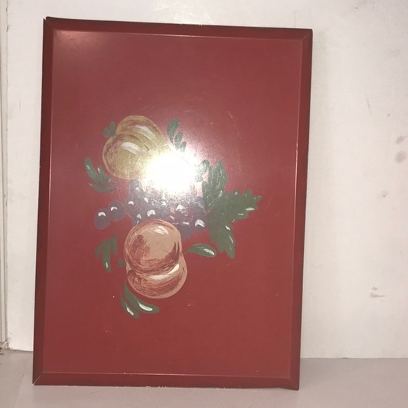 Unbranded VTG Hand Painted Red Tray Decorative Still Life Hand Painting Fruit - Picture 6 of 16
